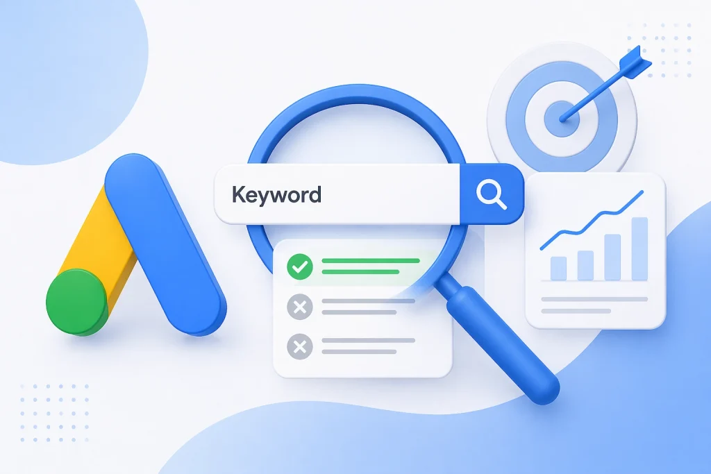 Google Ads关键词选择与优化策略示意图
